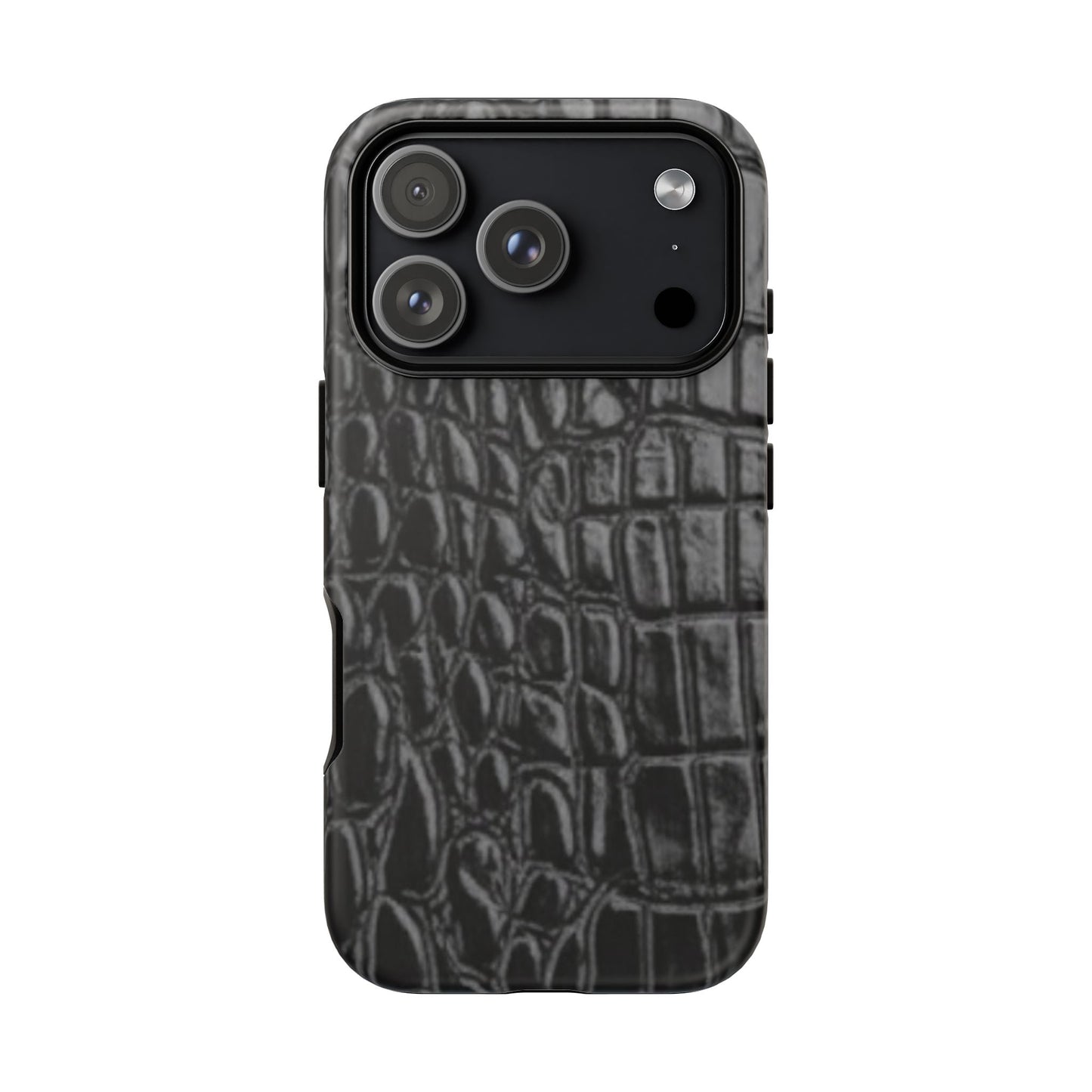 Sleek Crocodile skin print Phone Case, Tough Phone Cover, Animal Print Cases, Stylish Protective Cases, Gift for Him/Her, Black Leather Style