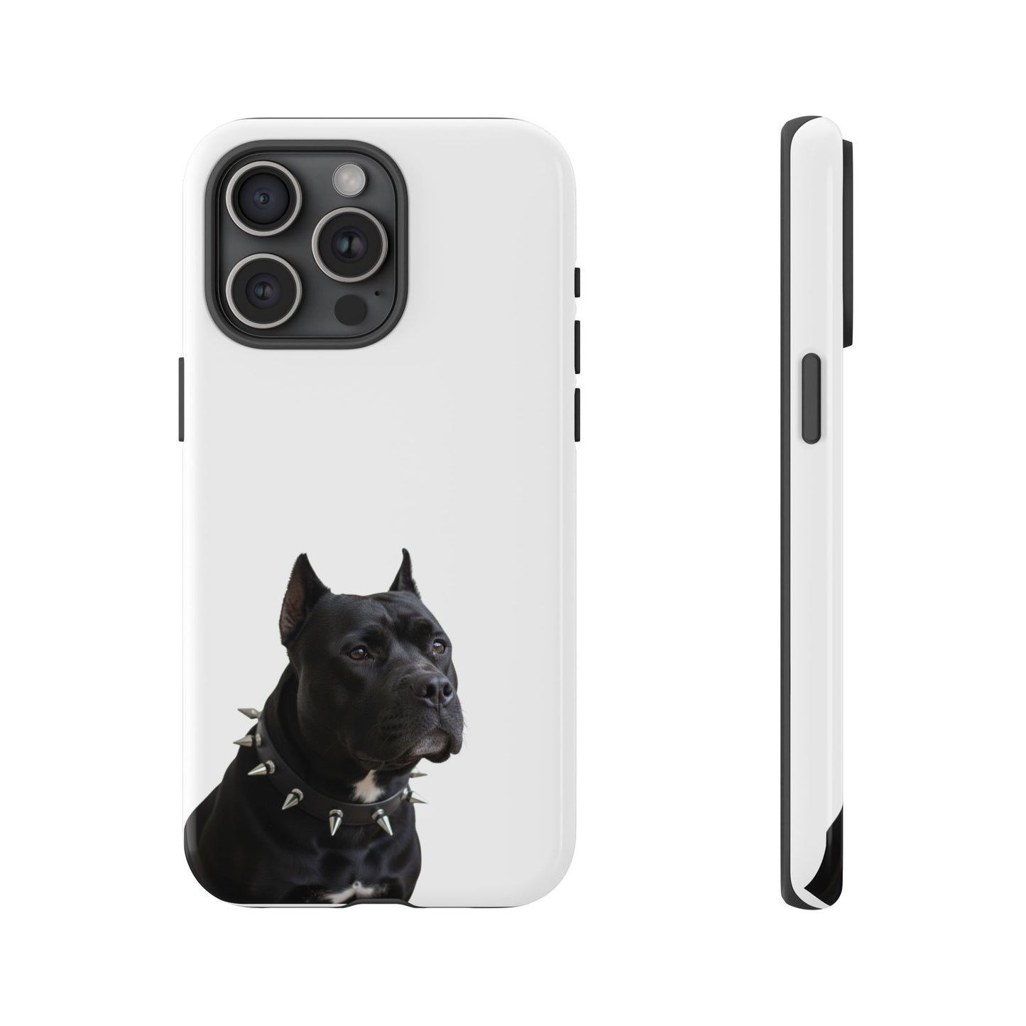 Black Pit bull With spikes Tough Case, durable phone case gift for him, her