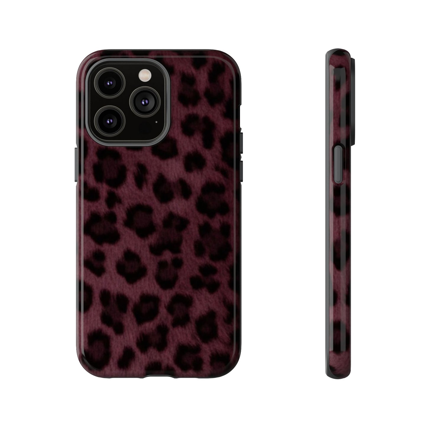 Maroon Leopard Print Phone Case, Tough Cases for Style Lovers, Fashionable Protection, Unique Gifts for Her, Trendy Accessories