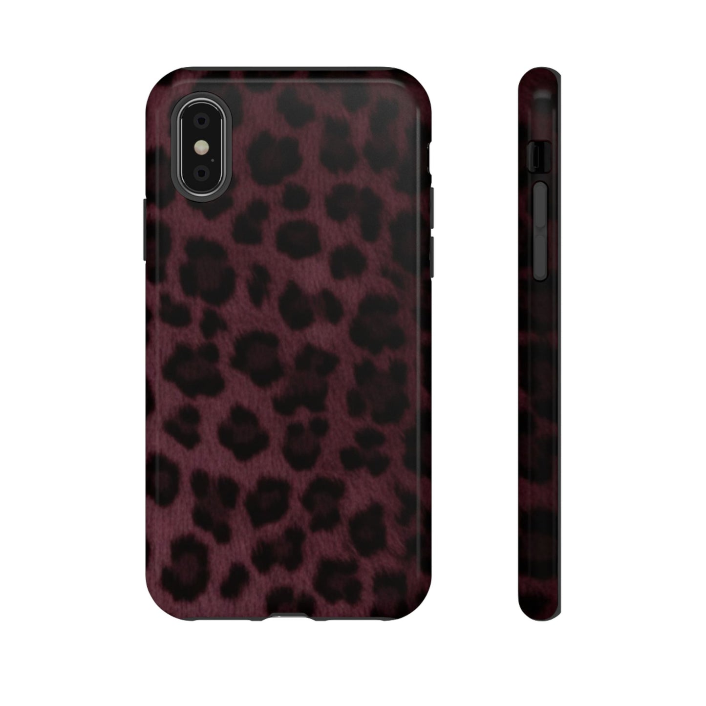 Maroon Leopard Print Phone Case, Tough Cases for Style Lovers, Fashionable Protection, Unique Gifts for Her, Trendy Accessories