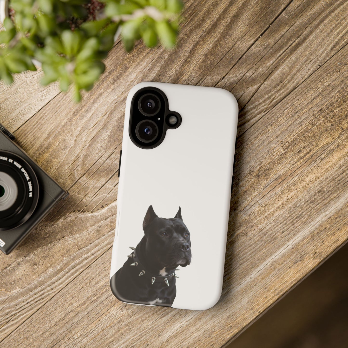 Black Pit bull With spikes Tough Case, durable phone case gift for him, her