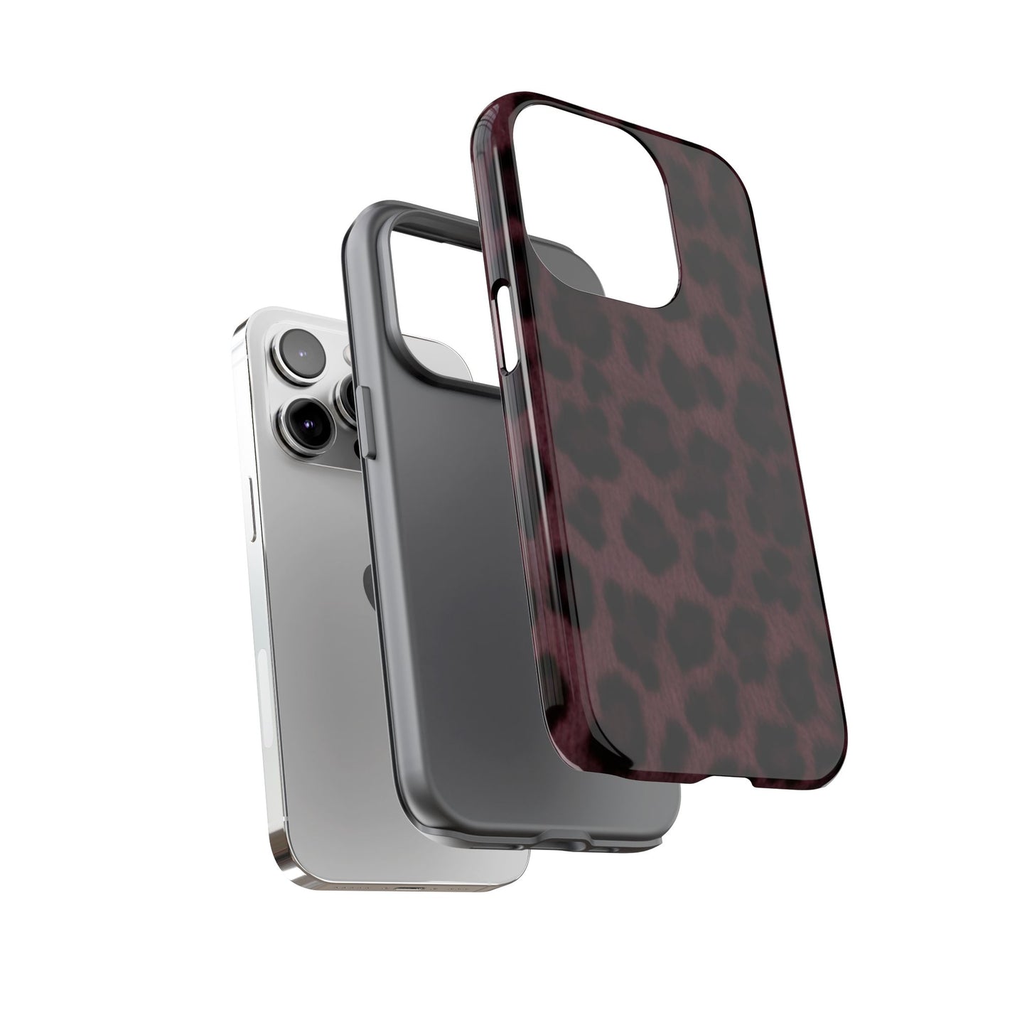 Maroon Leopard Print Phone Case, Tough Cases for Style Lovers, Fashionable Protection, Unique Gifts for Her, Trendy Accessories