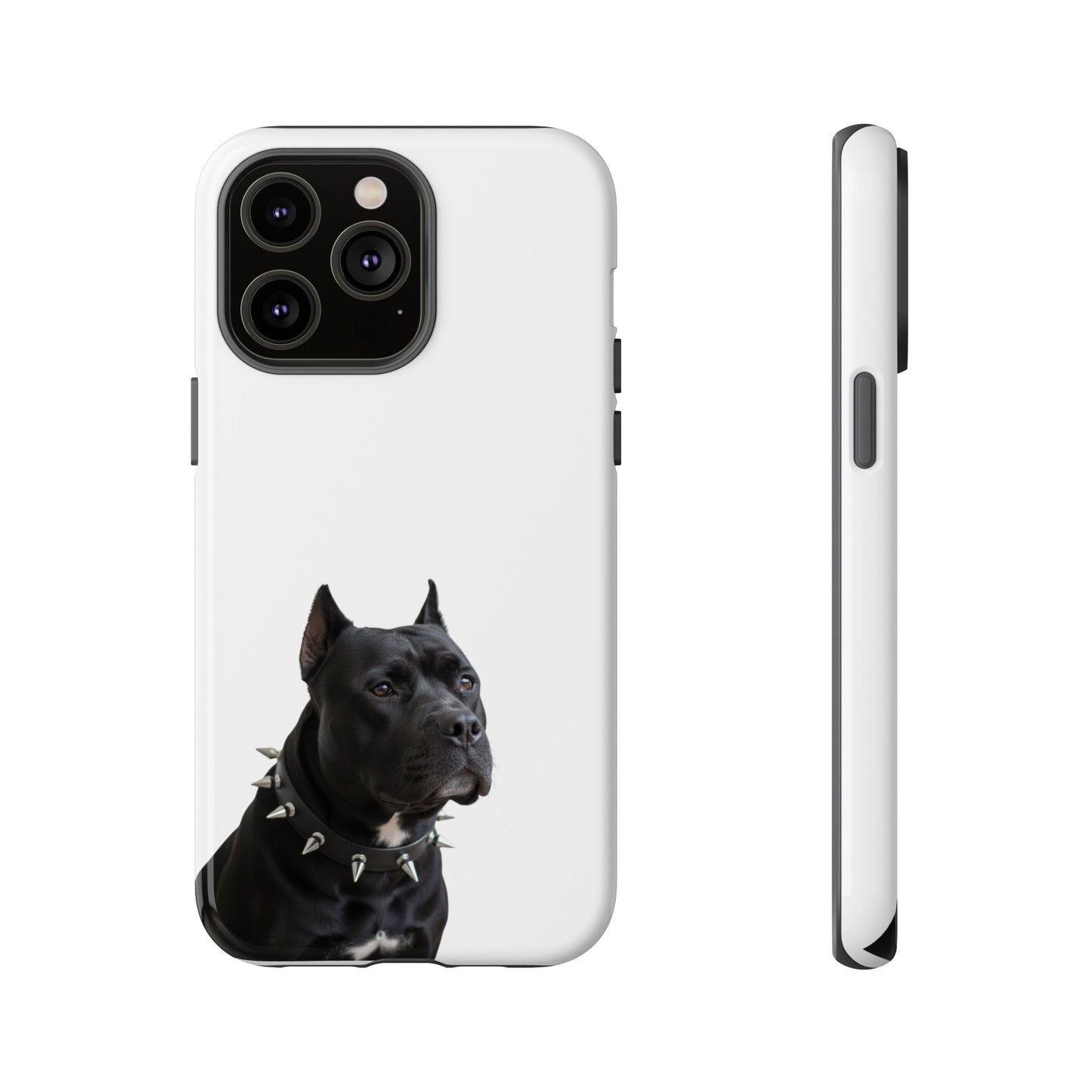 Black Pit bull With spikes Tough Case, durable phone case gift for him, her