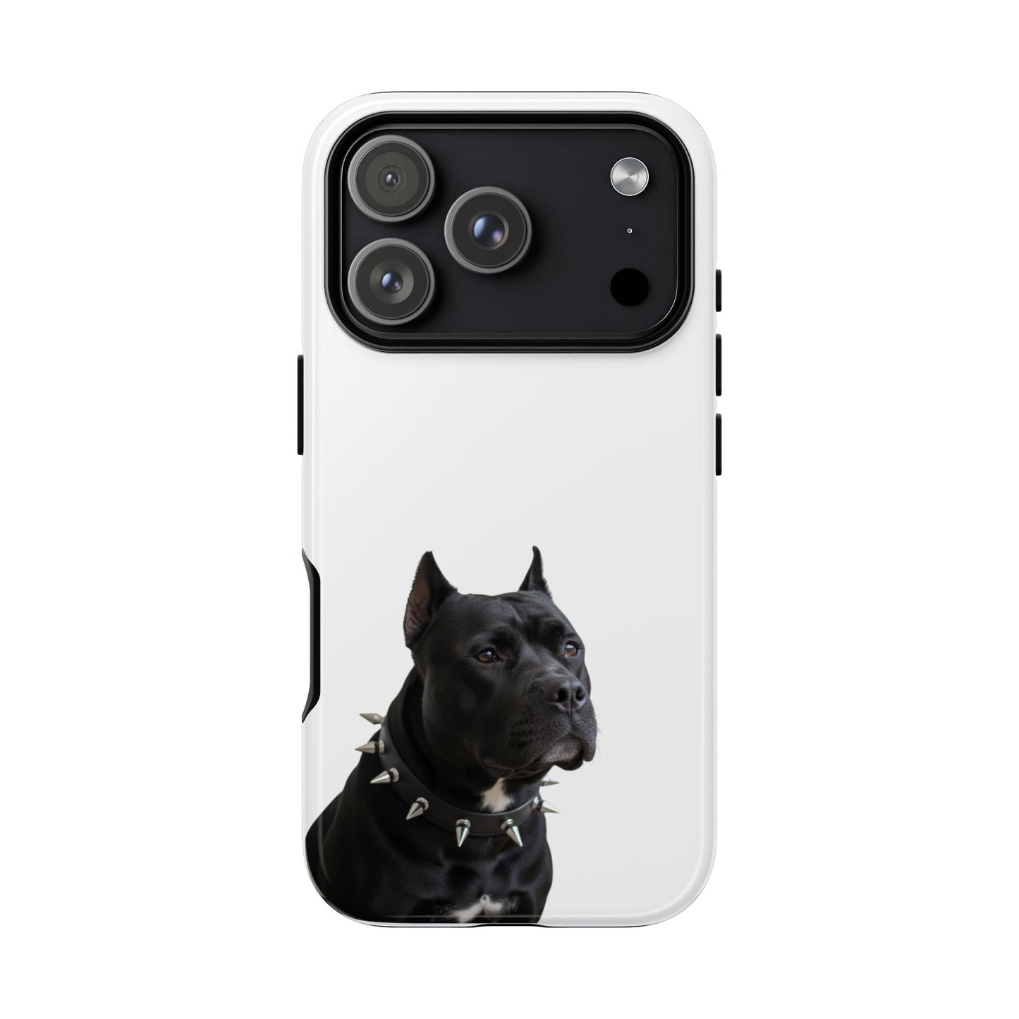Black Pit bull With spikes Tough Case, durable phone case gift for him, her