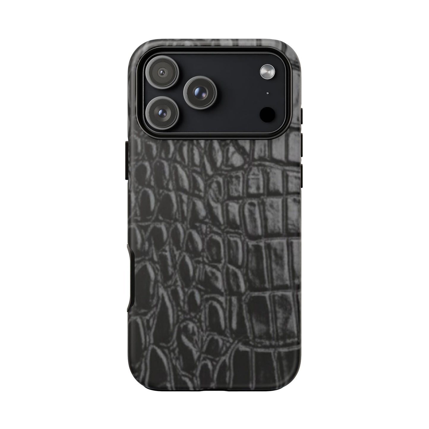 Sleek Crocodile skin print Phone Case, Tough Phone Cover, Animal Print Cases, Stylish Protective Cases, Gift for Him/Her, Black Leather Style