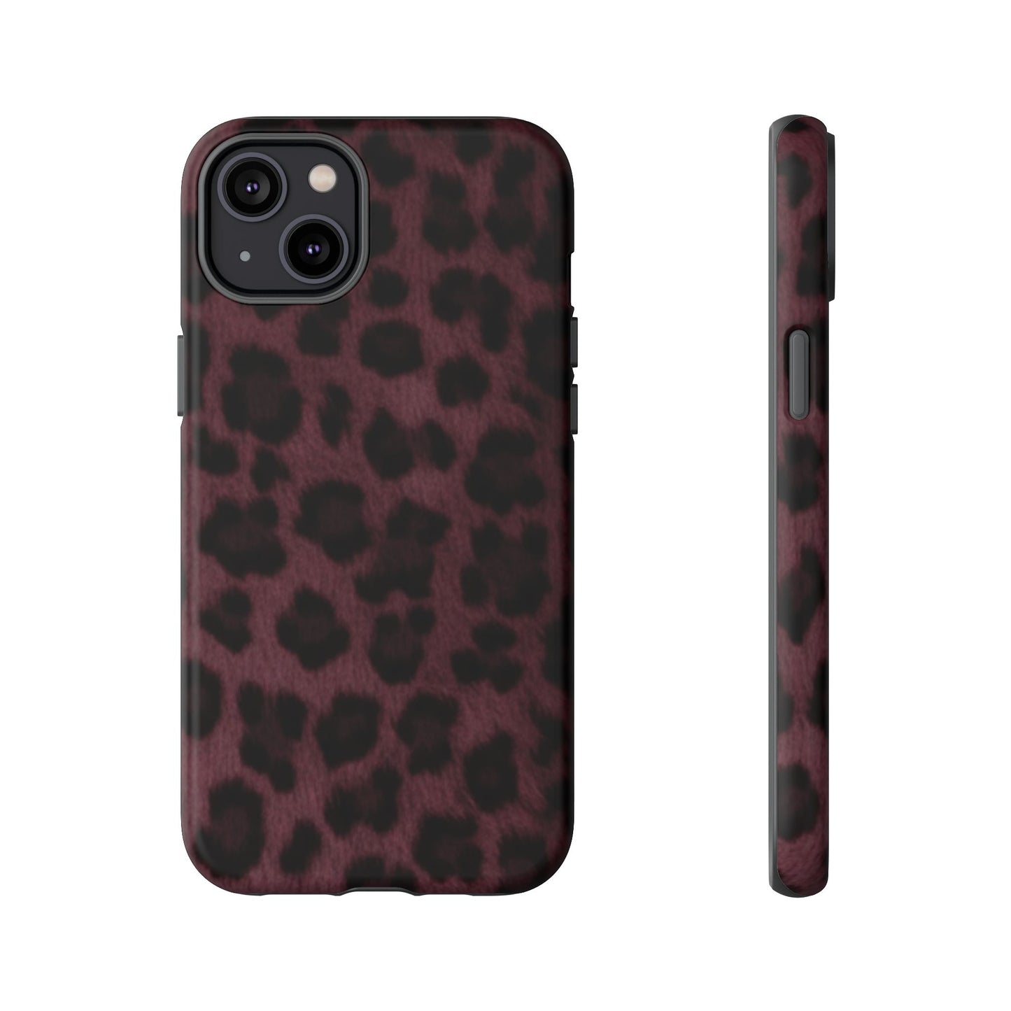 Maroon Leopard Print Phone Case, Tough Cases for Style Lovers, Fashionable Protection, Unique Gifts for Her, Trendy Accessories