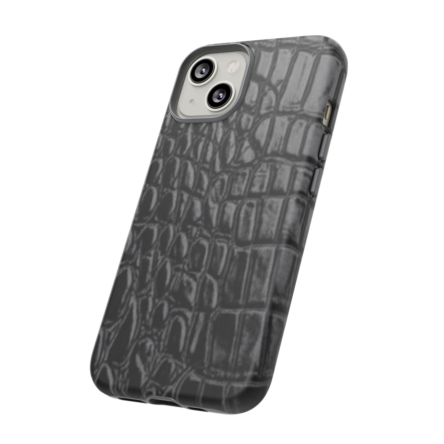 Sleek Crocodile skin print Phone Case, Tough Phone Cover, Animal Print Cases, Stylish Protective Cases, Gift for Him/Her, Black Leather Style