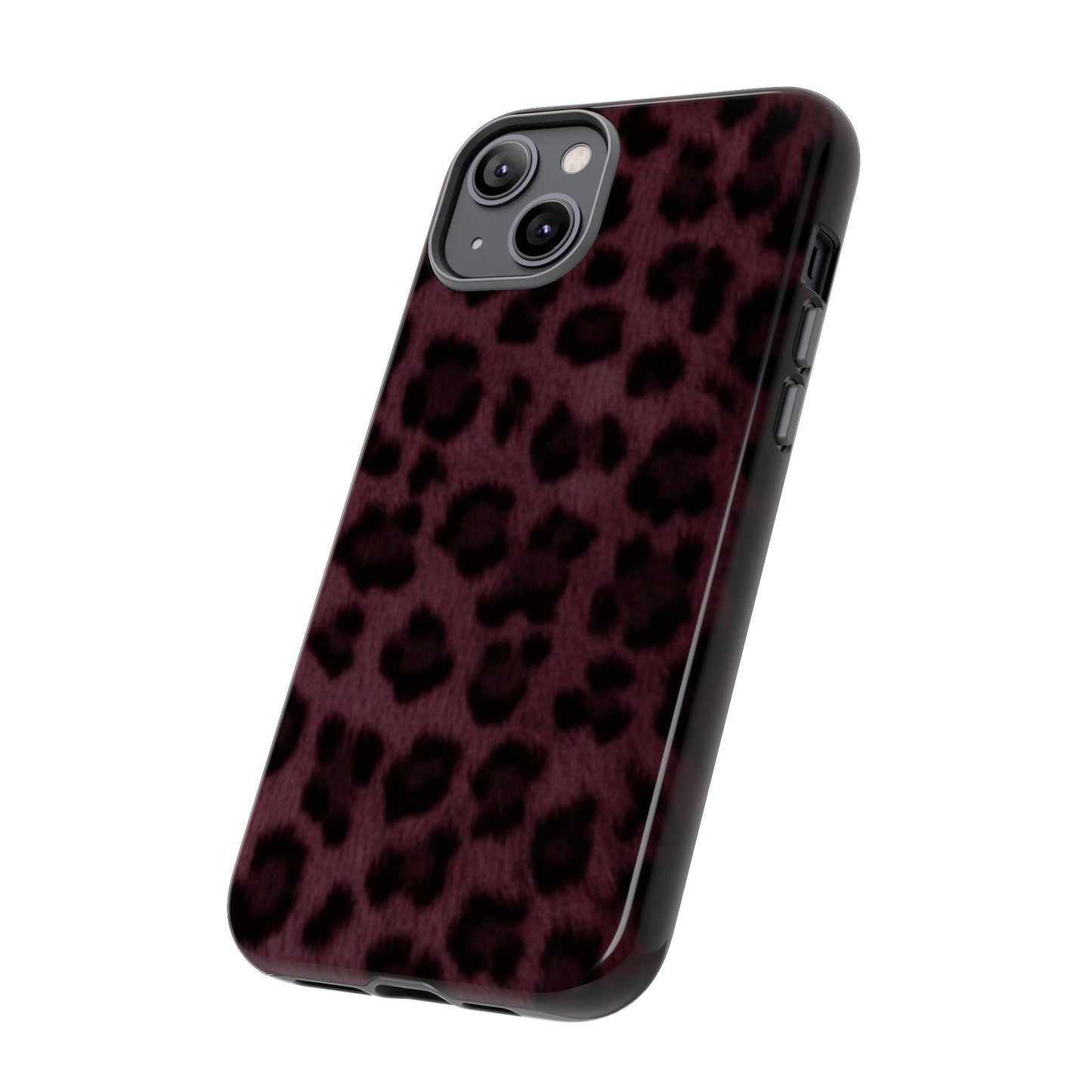 Maroon Leopard Print Phone Case, Tough Cases for Style Lovers, Fashionable Protection, Unique Gifts for Her, Trendy Accessories