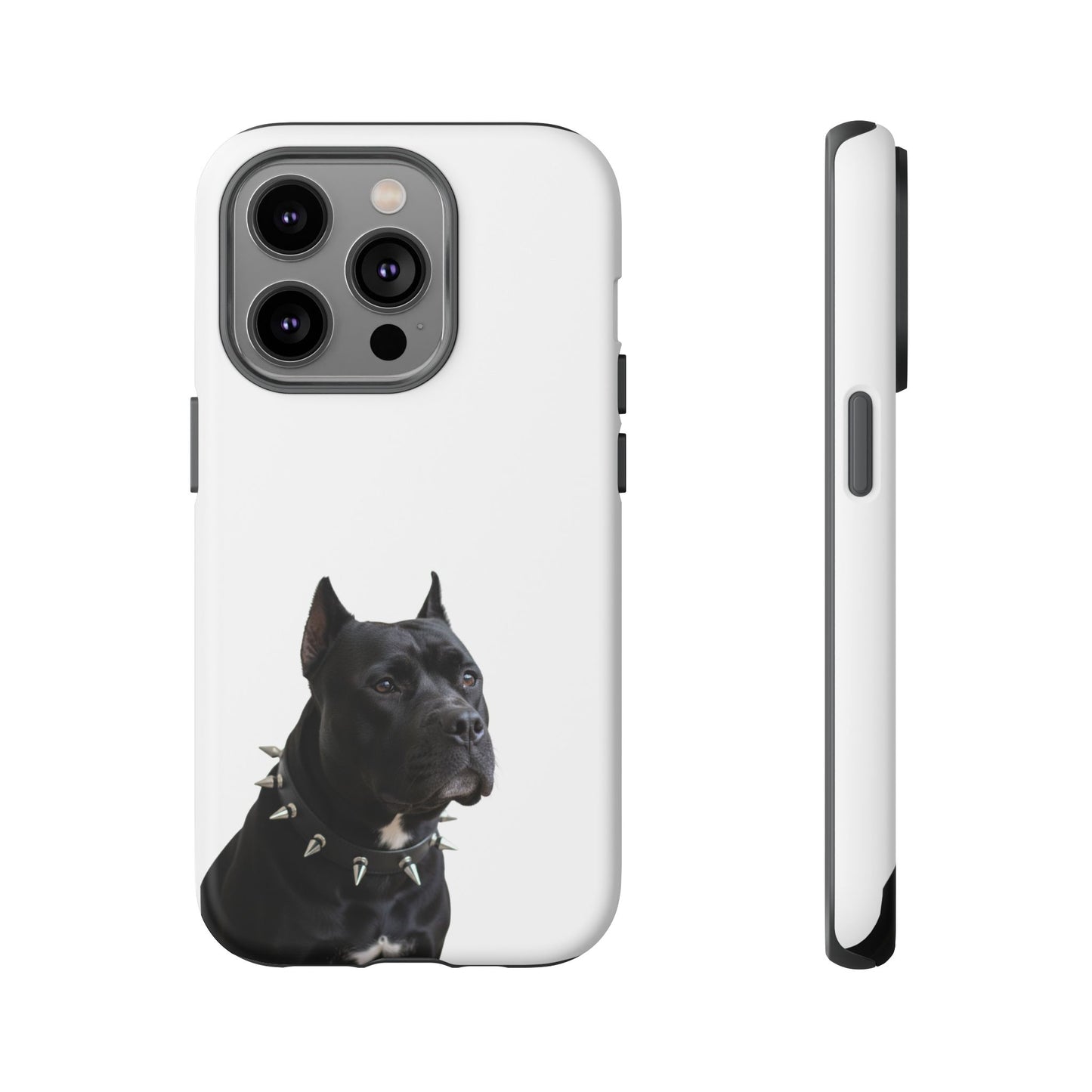 Black Pit bull With spikes Tough Case, durable phone case gift for him, her