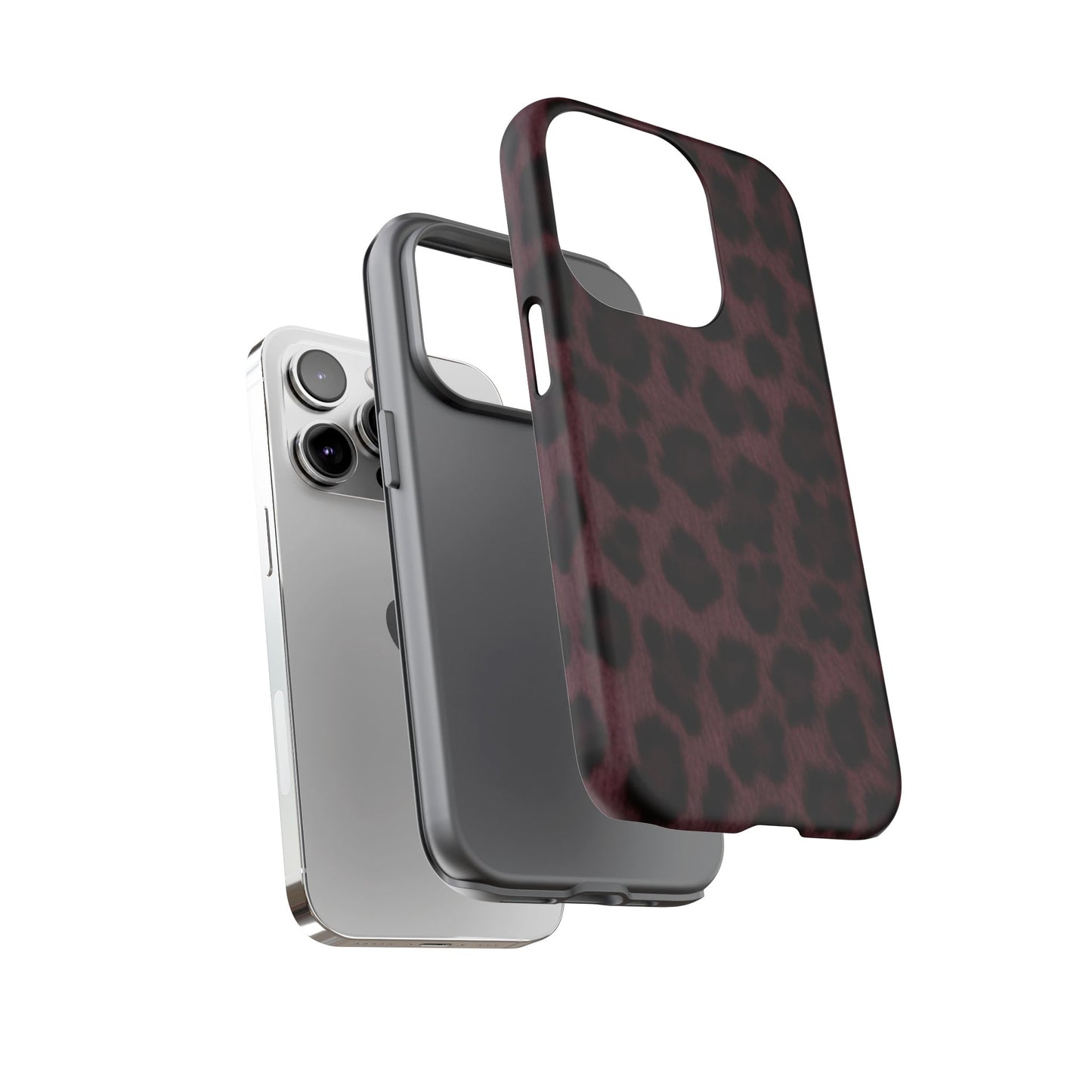 Maroon Leopard Print Phone Case, Tough Cases for Style Lovers, Fashionable Protection, Unique Gifts for Her, Trendy Accessories