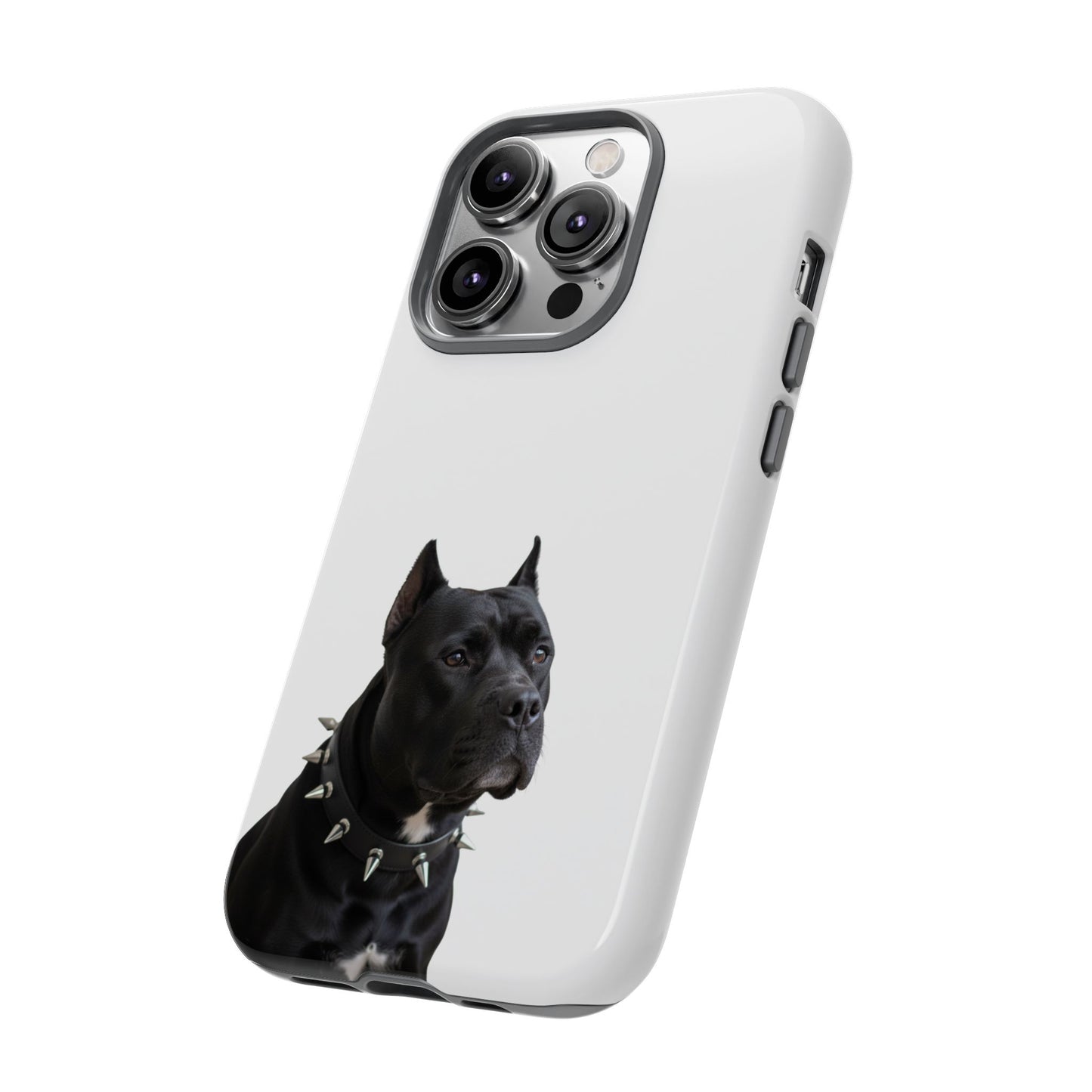 Black Pit bull With spikes Tough Case, durable phone case gift for him, her