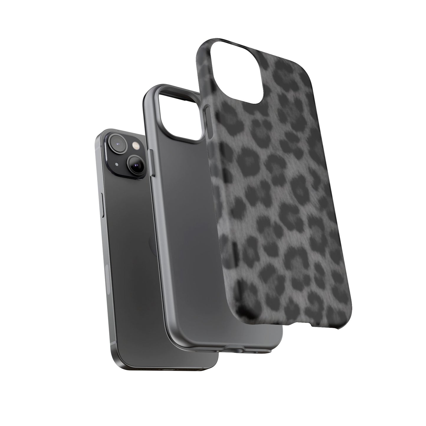Leopard Print Dark Phone Case, Tough Cases for Animal Lovers, Stylish Protective Cover, Unique Gift for Her, Trendy Phone Accessory