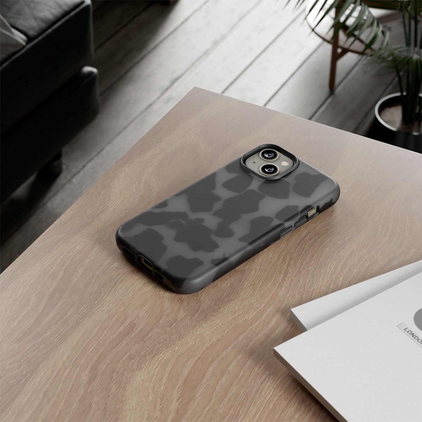 Jumbo tortoise shell Black Stylish Phone Case - Durable Protection, Trendy Design, Gift for Her, Fashion Accessories, Cow Print Phone Cover