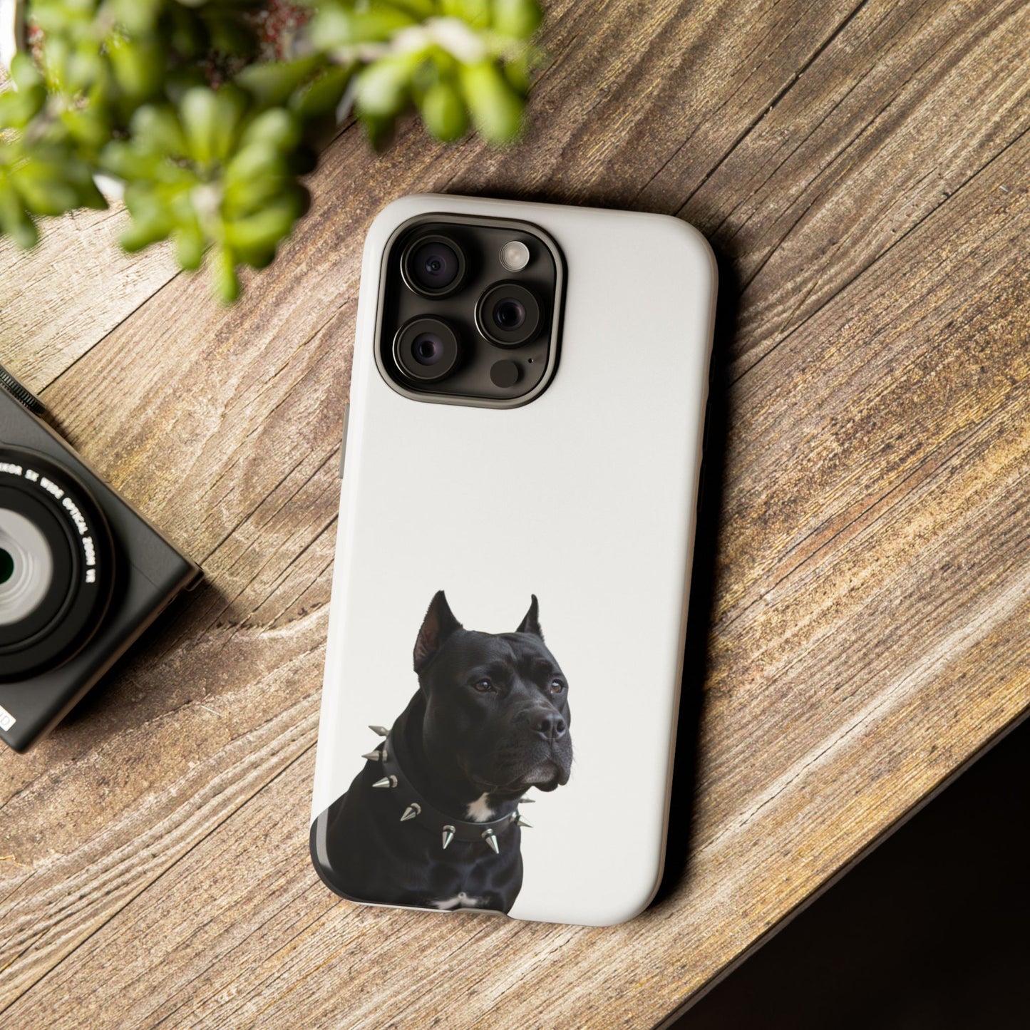 Black Pit bull With spikes Tough Case, durable phone case gift for him, her