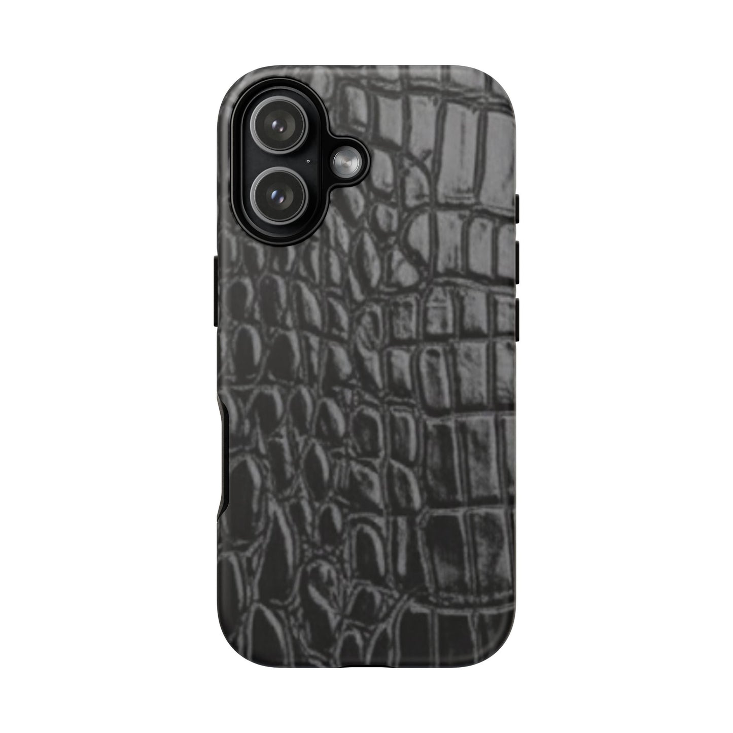 Sleek Crocodile skin print Phone Case, Tough Phone Cover, Animal Print Cases, Stylish Protective Cases, Gift for Him/Her, Black Leather Style