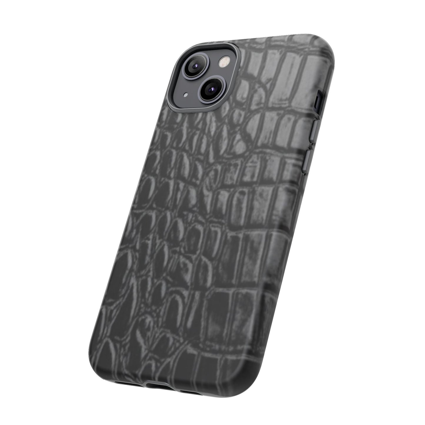 Sleek Crocodile skin print Phone Case, Tough Phone Cover, Animal Print Cases, Stylish Protective Cases, Gift for Him/Her, Black Leather Style