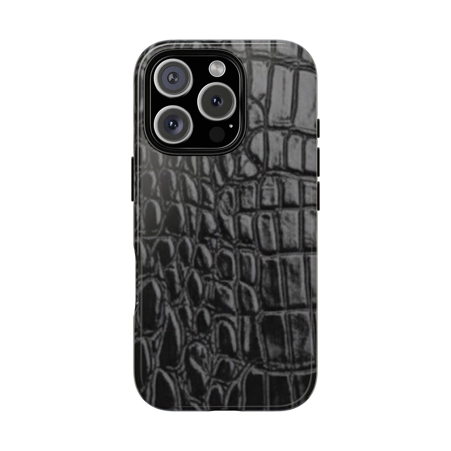Sleek Crocodile skin print Phone Case, Tough Phone Cover, Animal Print Cases, Stylish Protective Cases, Gift for Him/Her, Black Leather Style