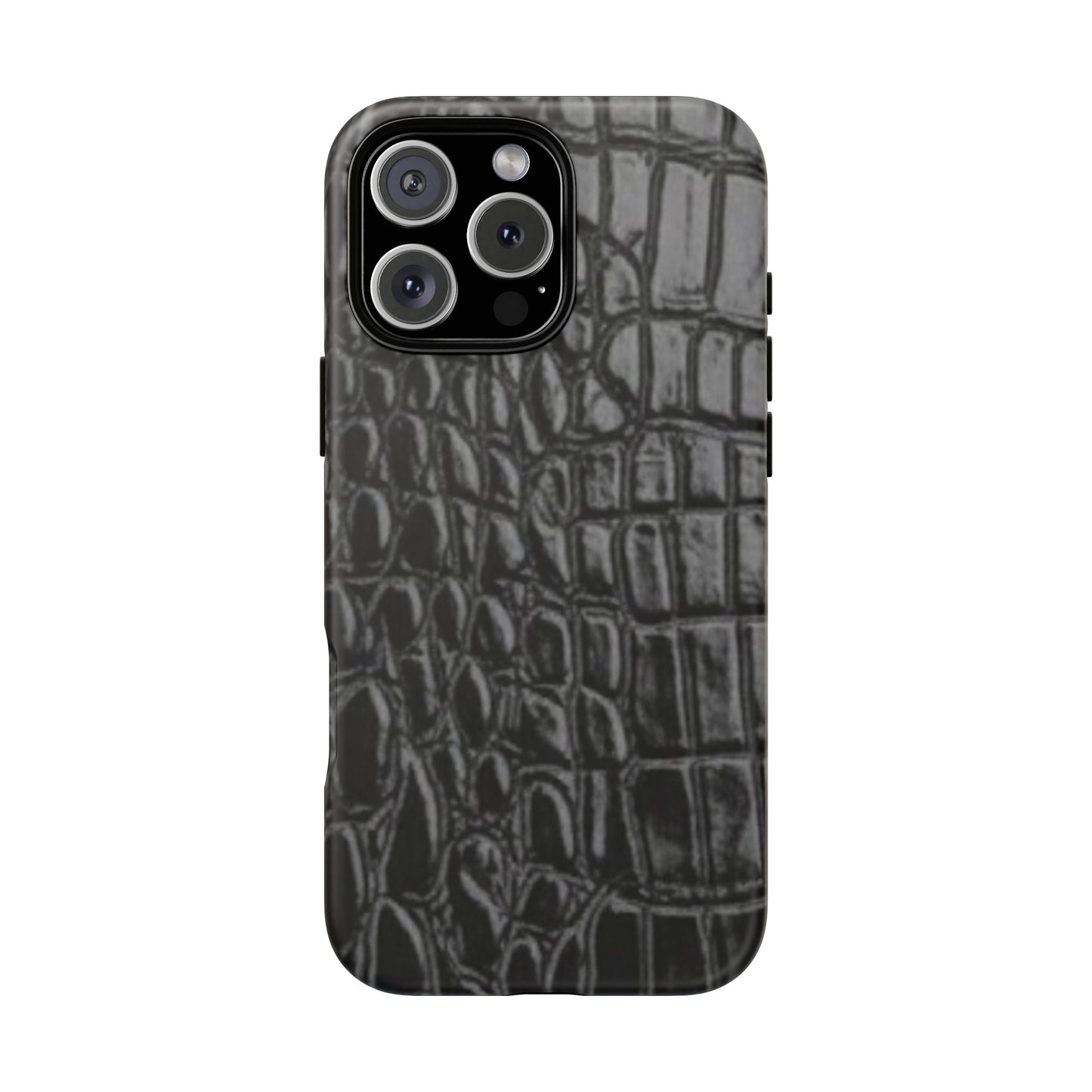Sleek Crocodile skin print Phone Case, Tough Phone Cover, Animal Print Cases, Stylish Protective Cases, Gift for Him/Her, Black Leather Style