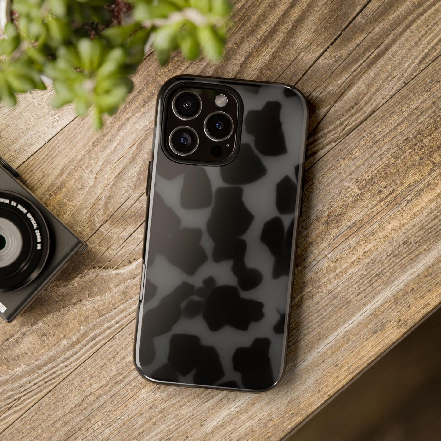 Jumbo tortoise shell Black Stylish Phone Case - Durable Protection, Trendy Design, Gift for Her, Fashion Accessories, Cow Print Phone Cover