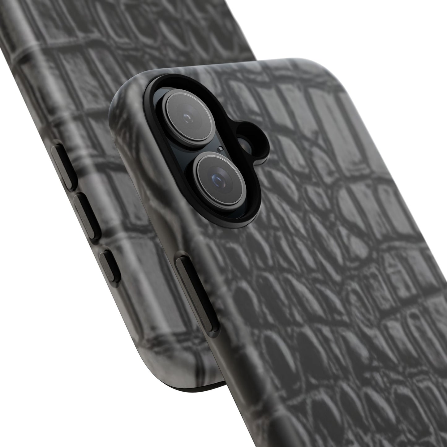 Sleek Crocodile skin print Phone Case, Tough Phone Cover, Animal Print Cases, Stylish Protective Cases, Gift for Him/Her, Black Leather Style