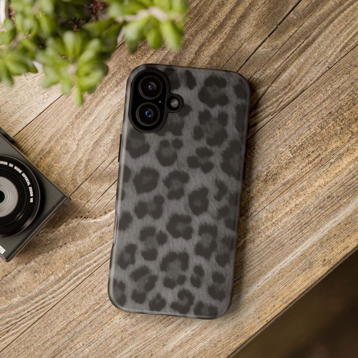 Leopard Print Dark Phone Case, Tough Cases for Animal Lovers, Stylish Protective Cover, Unique Gift for Her, Trendy Phone Accessory