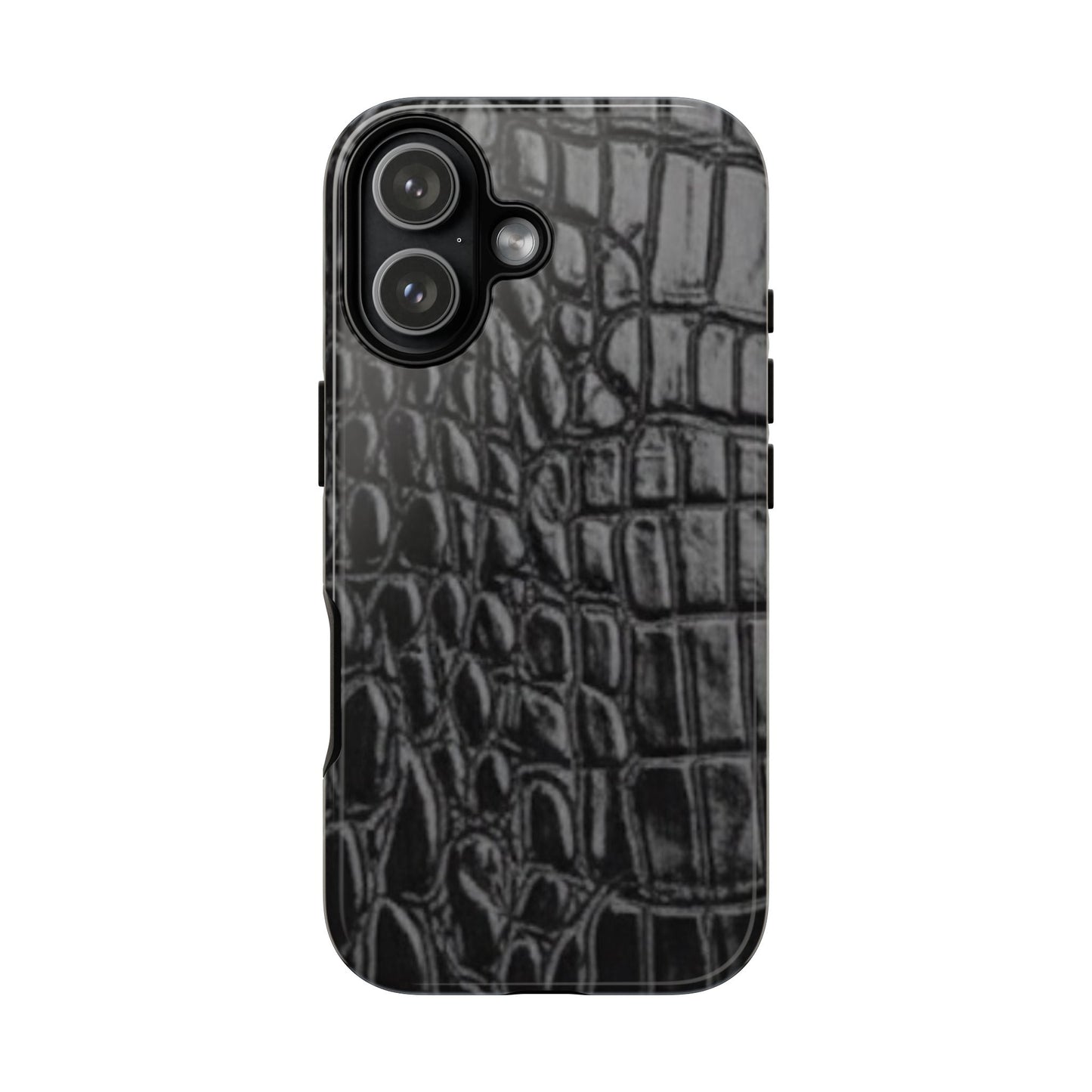 Sleek Crocodile skin print Phone Case, Tough Phone Cover, Animal Print Cases, Stylish Protective Cases, Gift for Him/Her, Black Leather Style