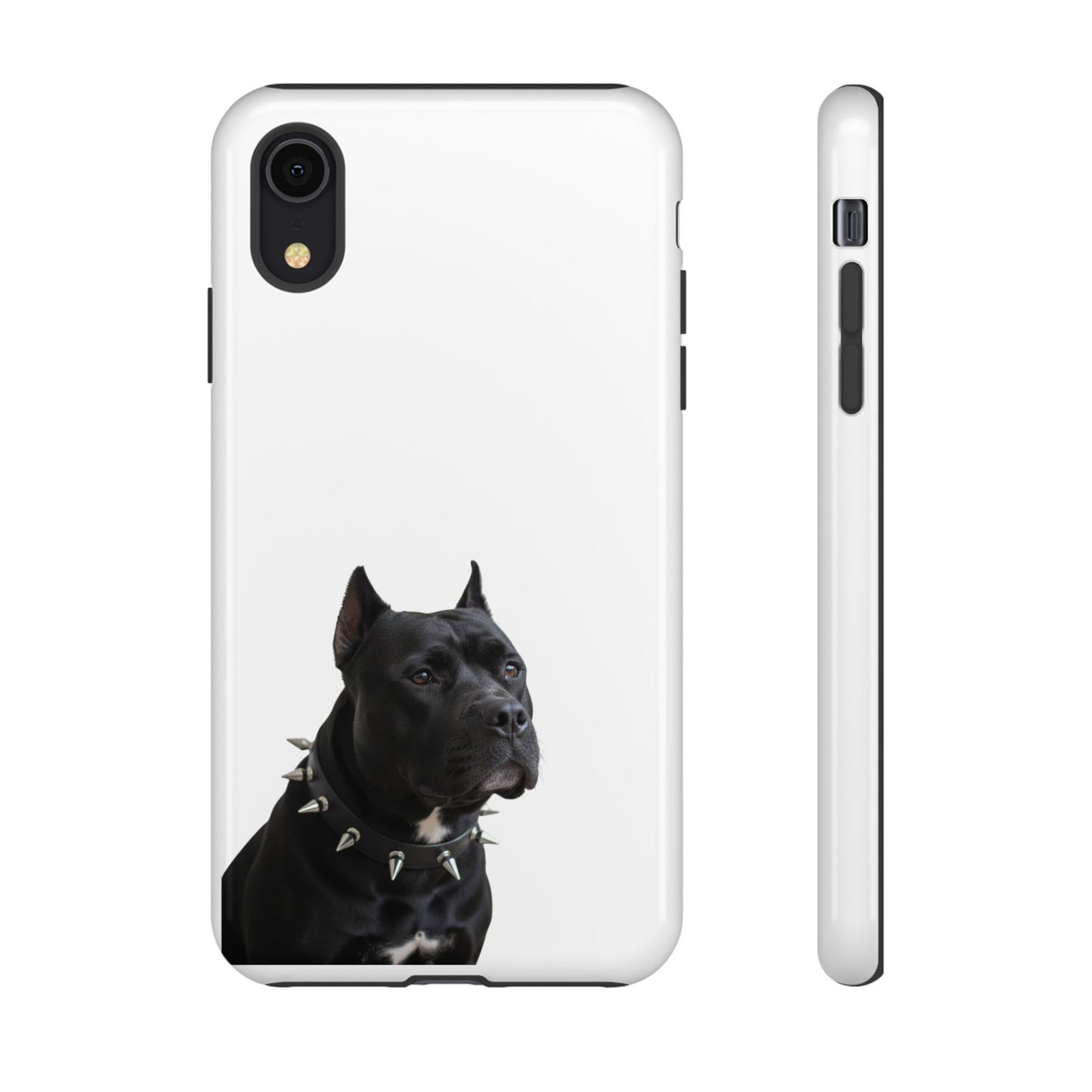 Black Pit bull With spikes Tough Case, durable phone case gift for him, her