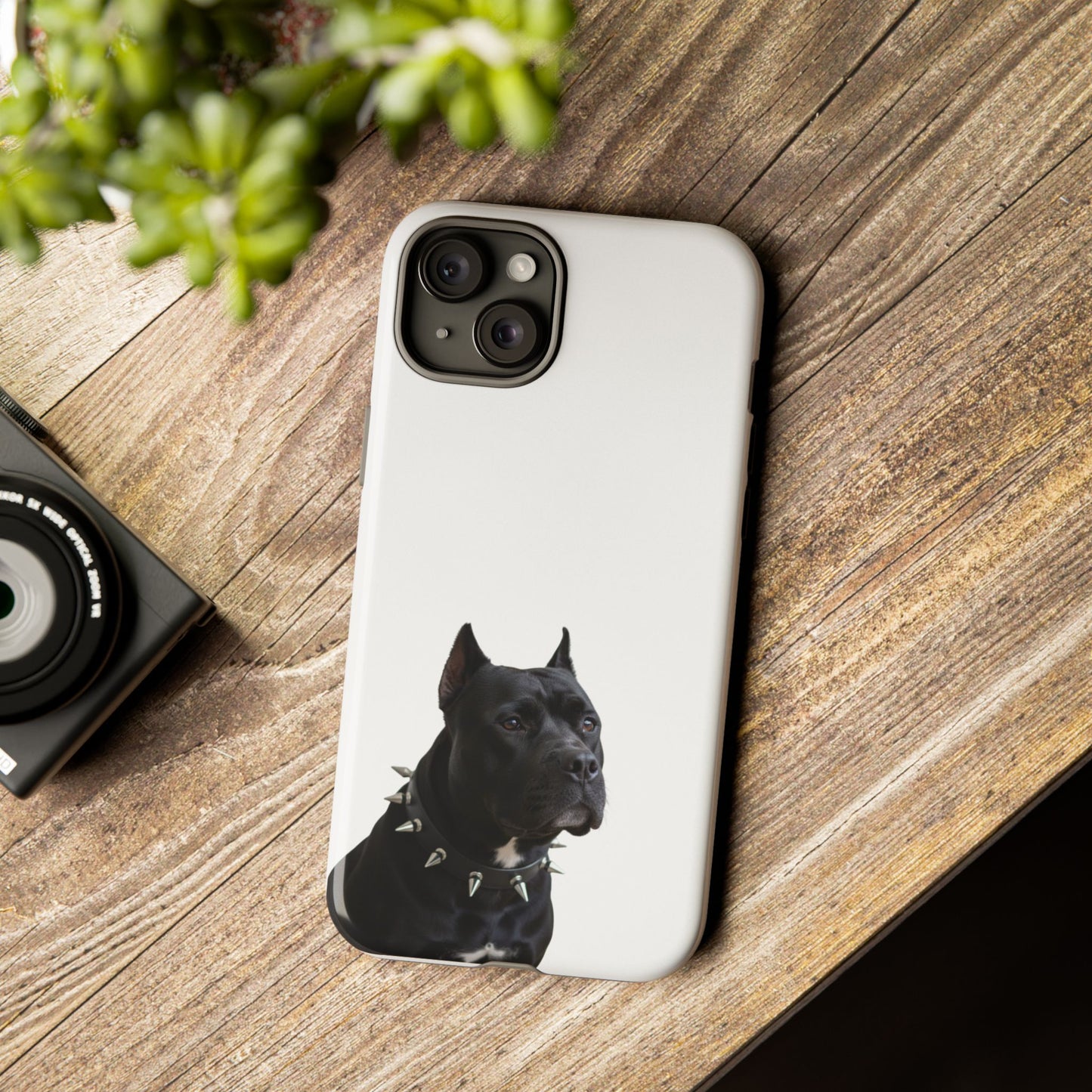 Black Pit bull With spikes Tough Case, durable phone case gift for him, her