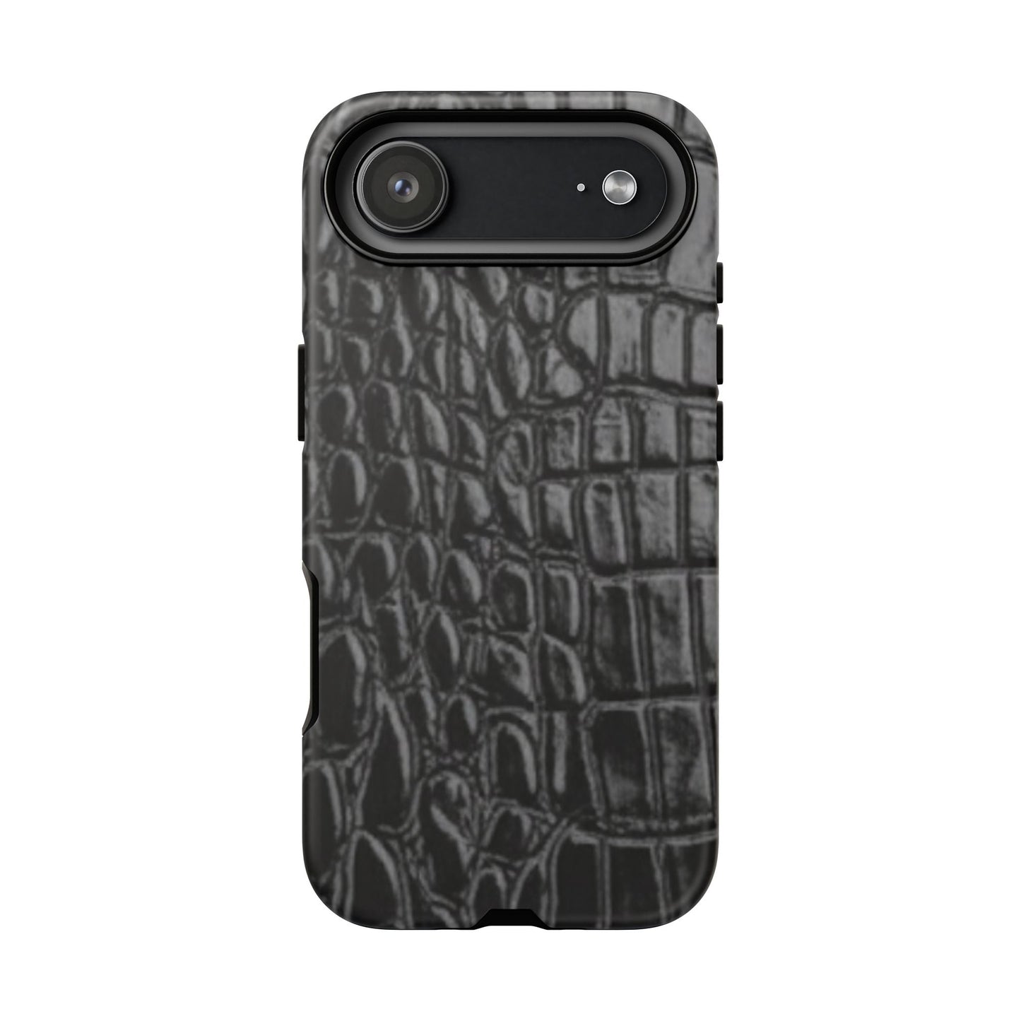 Sleek Crocodile skin print Phone Case, Tough Phone Cover, Animal Print Cases, Stylish Protective Cases, Gift for Him/Her, Black Leather Style
