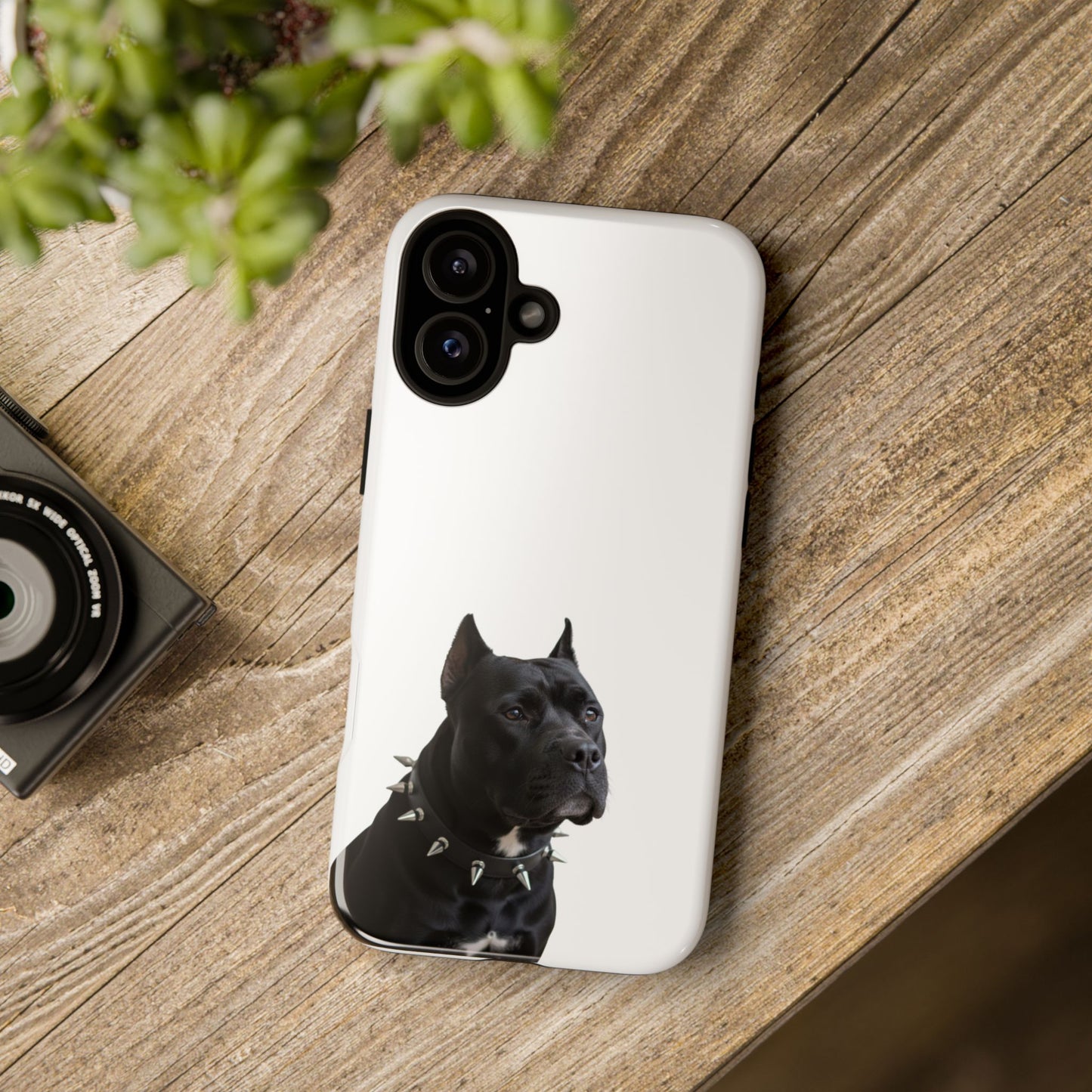 Black Pit bull With spikes Tough Case, durable phone case gift for him, her