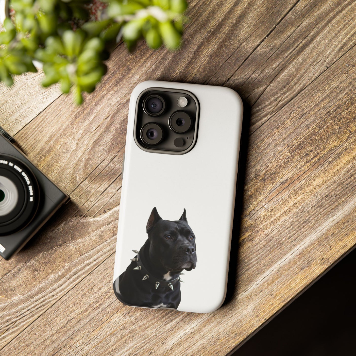 Black Pit bull With spikes Tough Case, durable phone case gift for him, her