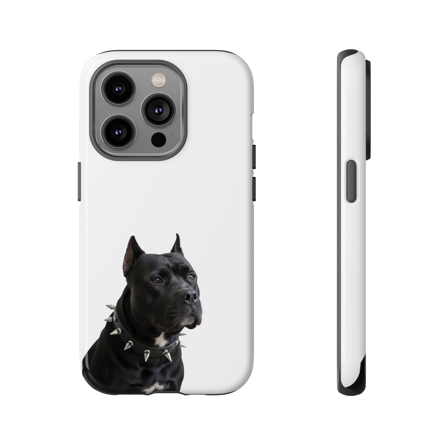 Black Pit bull With spikes Tough Case, durable phone case gift for him, her
