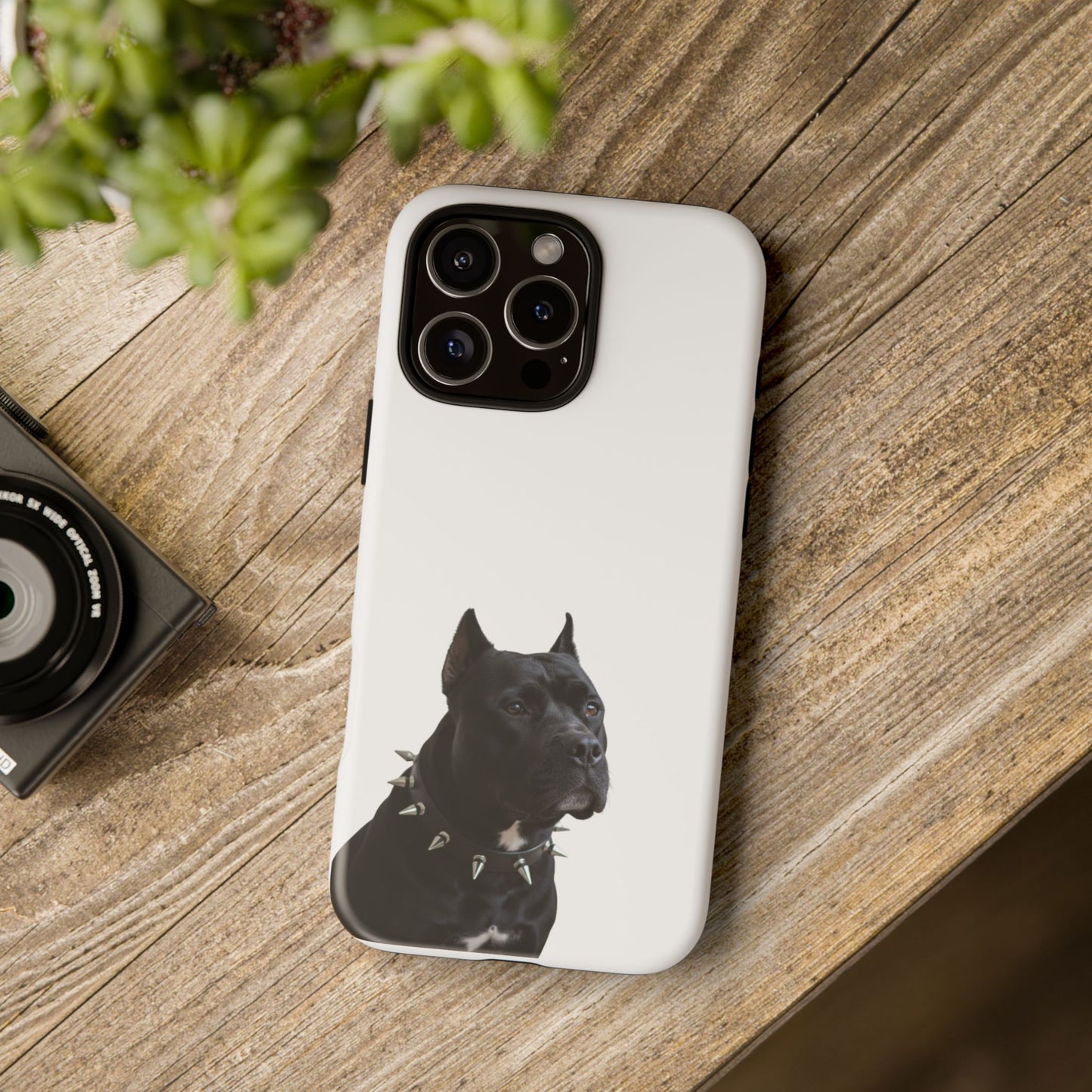Black Pit bull With spikes Tough Case, durable phone case gift for him, her