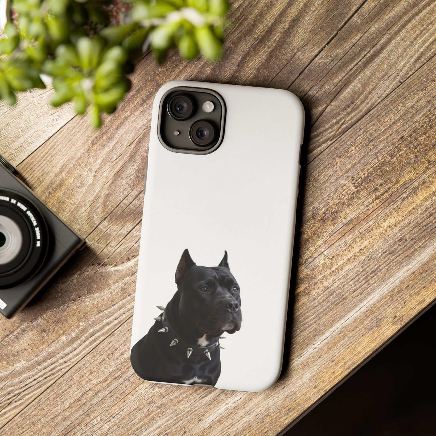 Black Pit bull With spikes Tough Case, durable phone case gift for him, her