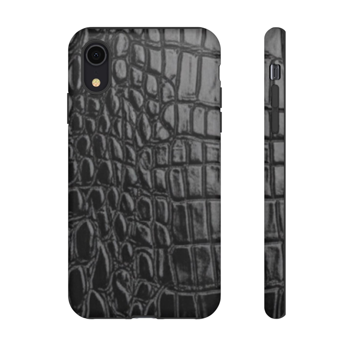 Sleek Crocodile skin print Phone Case, Tough Phone Cover, Animal Print Cases, Stylish Protective Cases, Gift for Him/Her, Black Leather Style