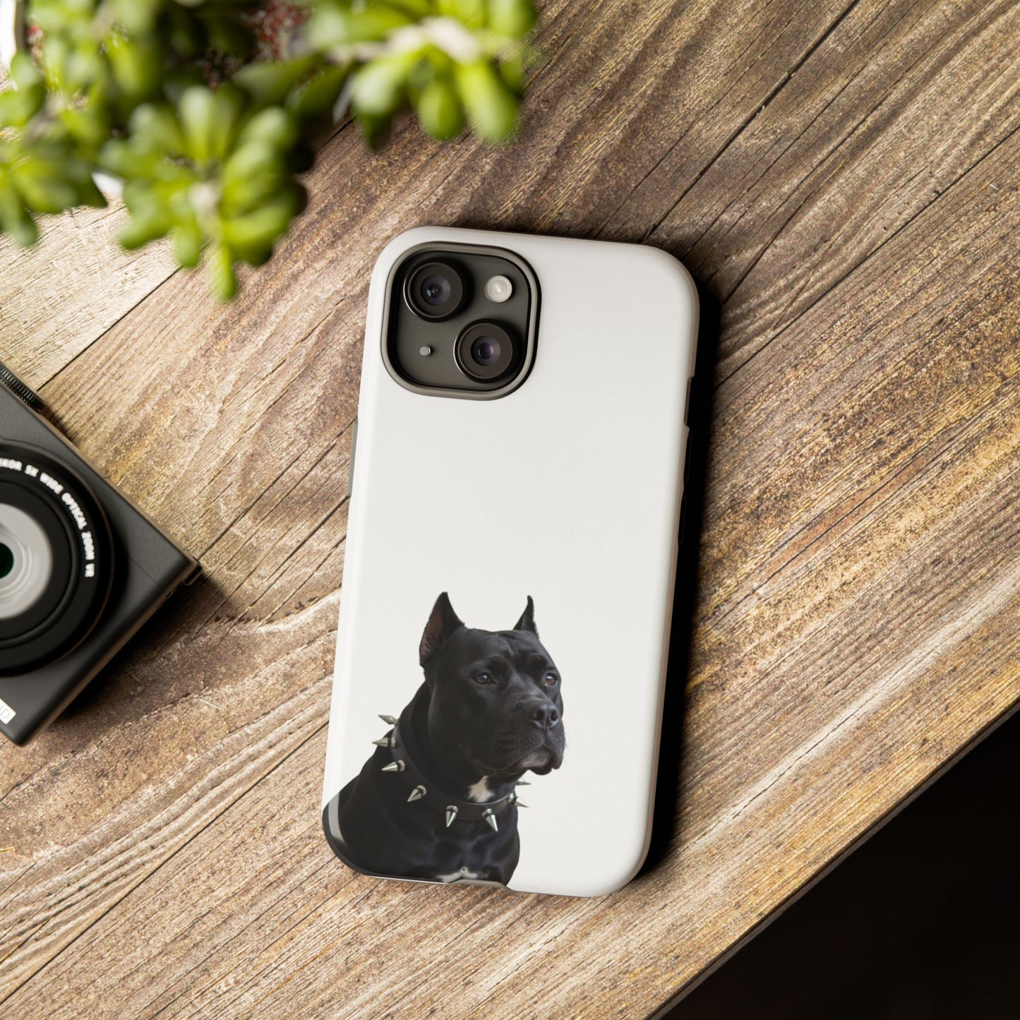 Black Pit bull With spikes Tough Case, durable phone case gift for him, her