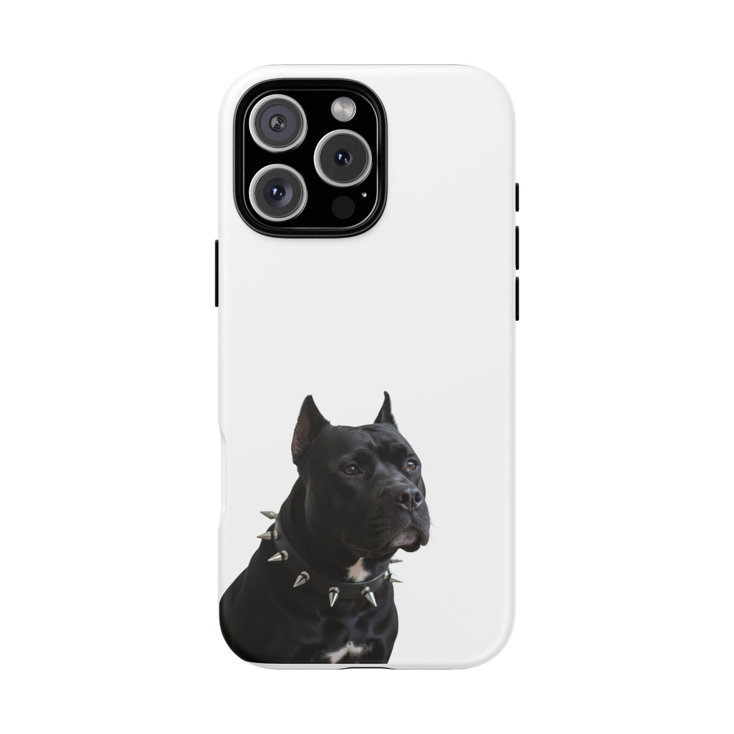 Black Pit bull With spikes Tough Case, durable phone case gift for him, her