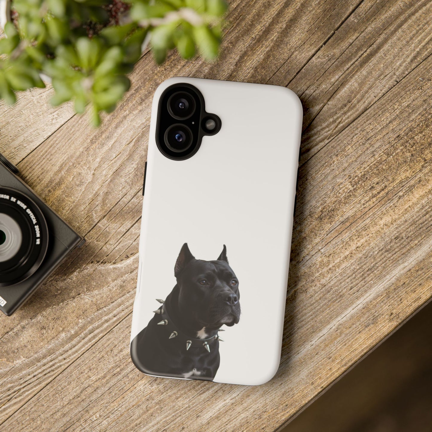 Black Pit bull With spikes Tough Case, durable phone case gift for him, her