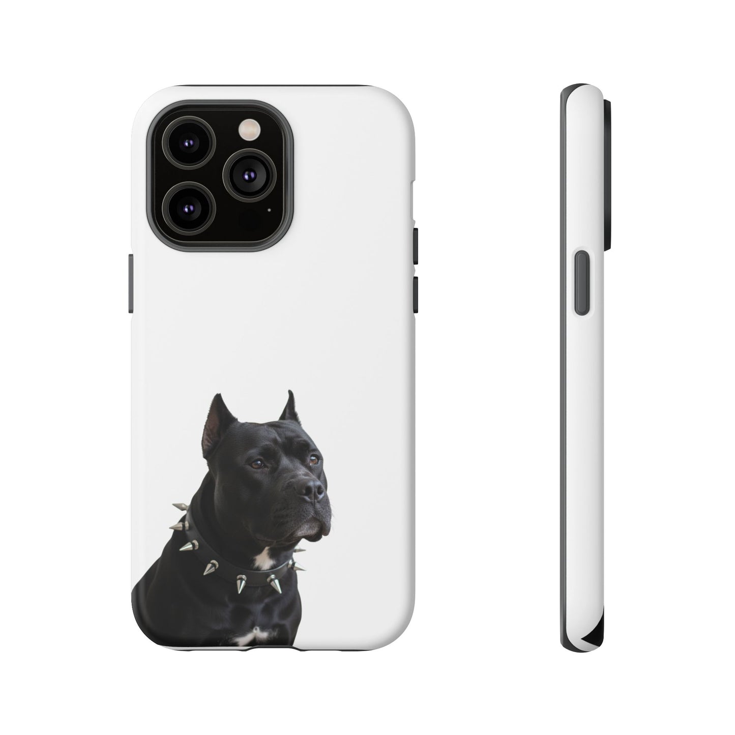 Black Pit bull With spikes Tough Case, durable phone case gift for him, her