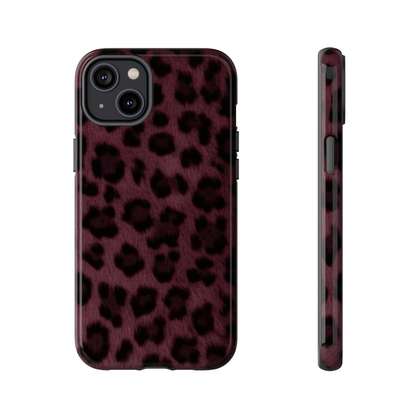 Maroon Leopard Print Phone Case, Tough Cases for Style Lovers, Fashionable Protection, Unique Gifts for Her, Trendy Accessories