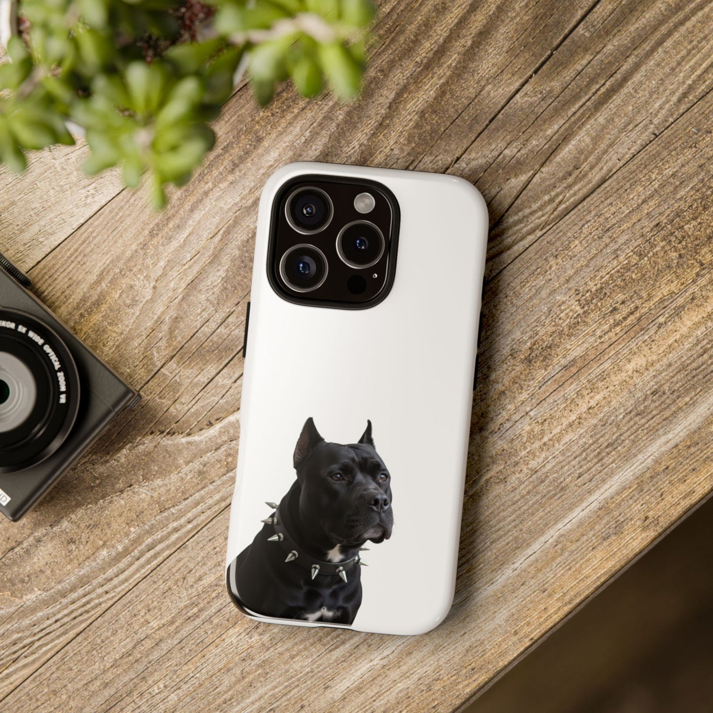 Black Pit bull With spikes Tough Case, durable phone case gift for him, her
