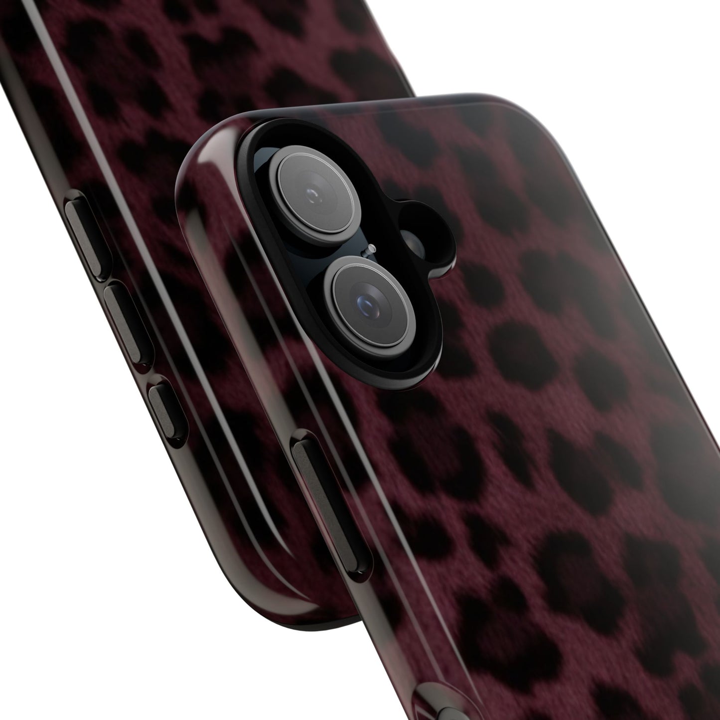 Maroon Leopard Print Phone Case, Tough Cases for Style Lovers, Fashionable Protection, Unique Gifts for Her, Trendy Accessories