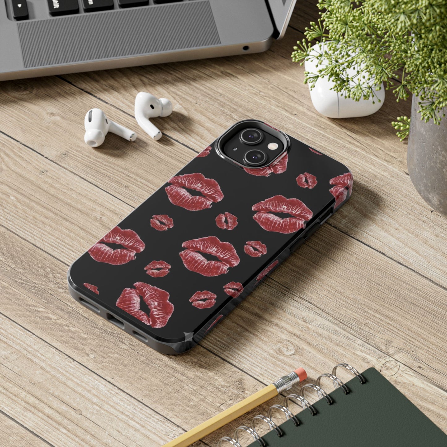 Kiss-Print Tough Phone Cases | Glamorous Protection, Unique Gift, Trendy Accessory, Valentine's Day, Stylish Gift for Her