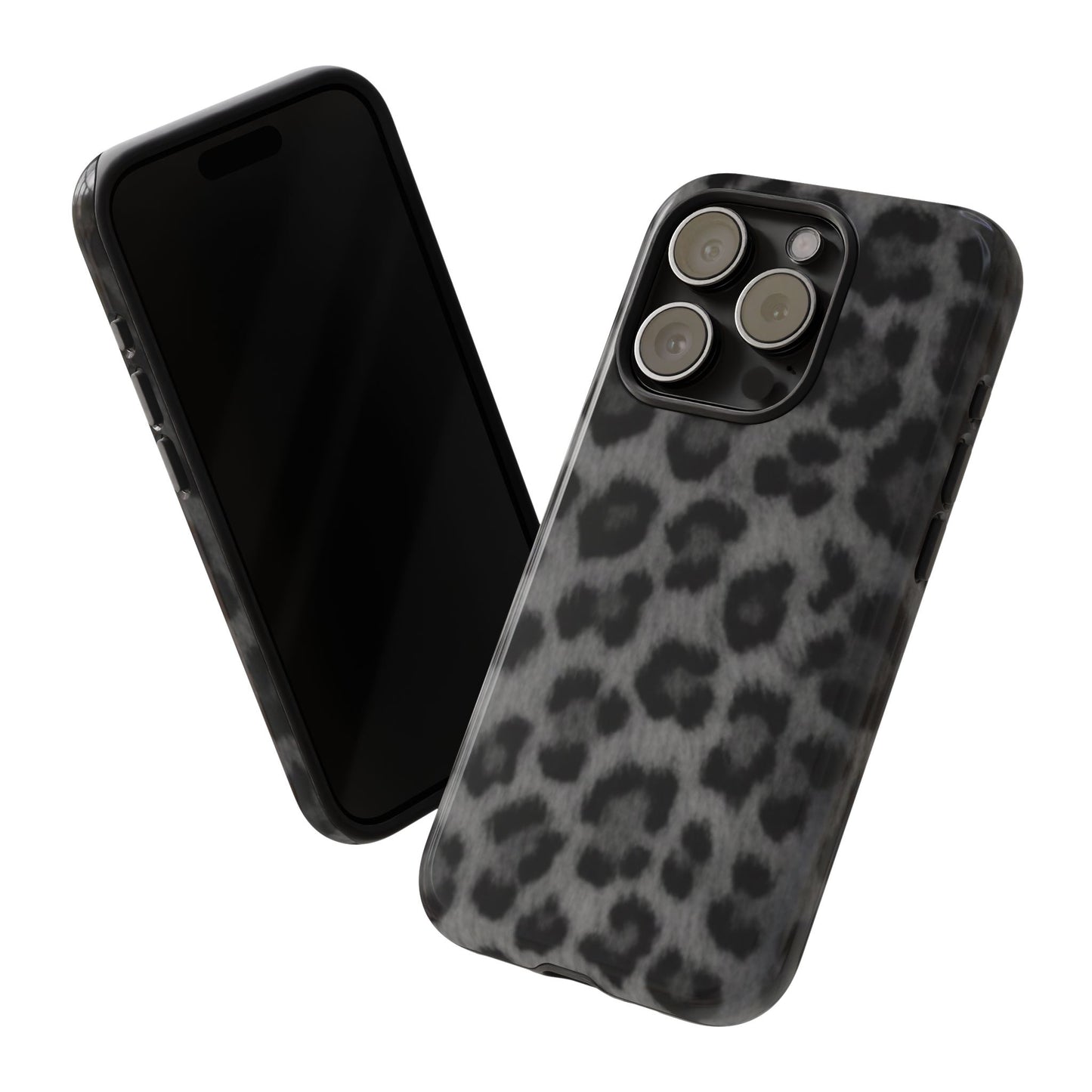 Leopard Print Dark Phone Case, Tough Cases for Animal Lovers, Stylish Protective Cover, Unique Gift for Her, Trendy Phone Accessory