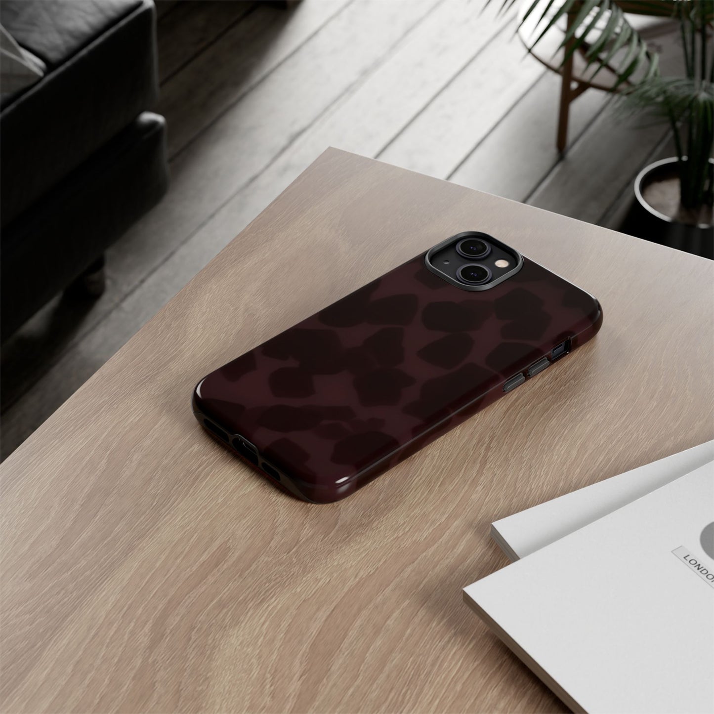 Maroon Jumbo Tortoise shell Stylish Phone Cases, Durable Phone Cover, Cheetah Print Case, Trendy Mobile Accessories, Unique Gift Ideas