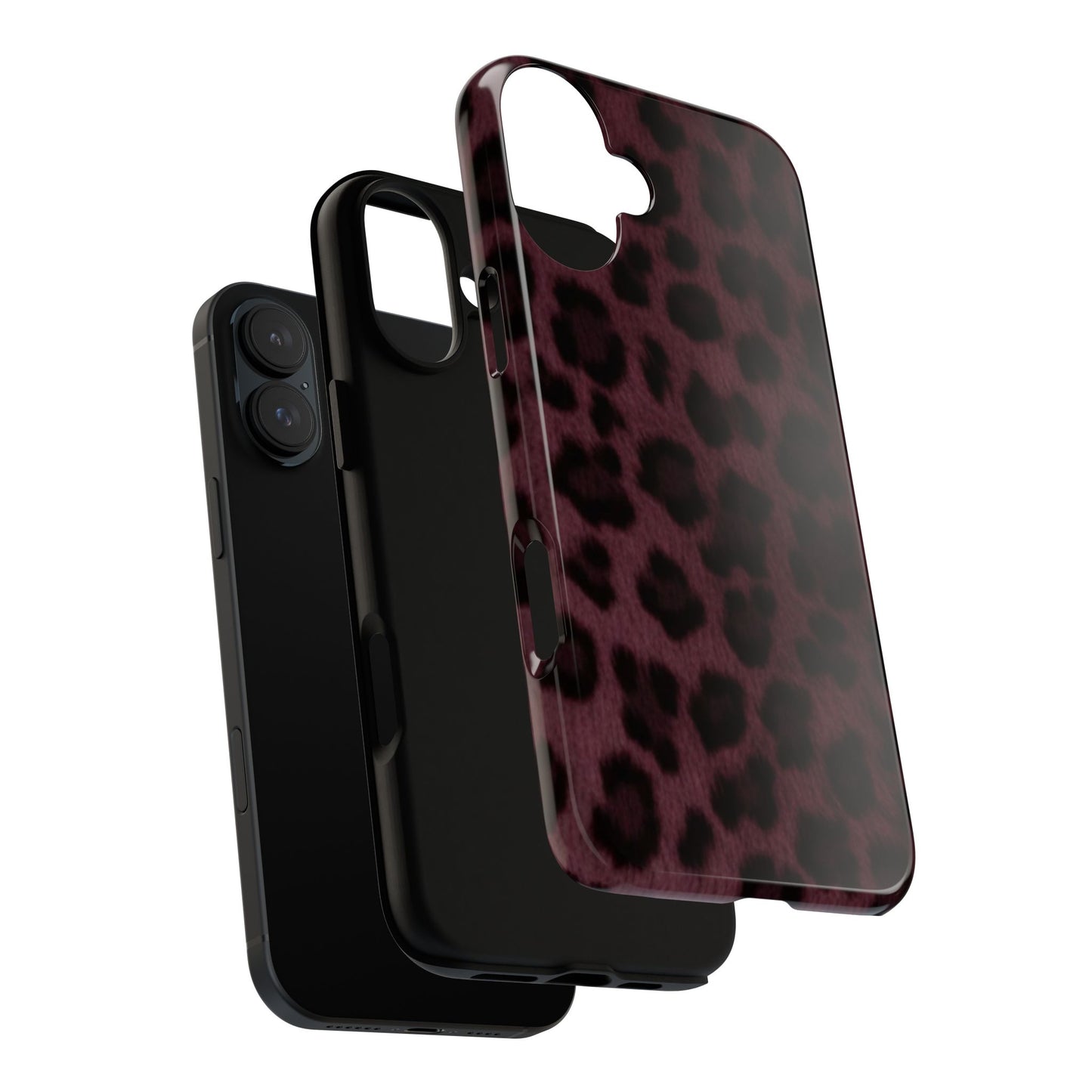 Maroon Leopard Print Phone Case, Tough Cases for Style Lovers, Fashionable Protection, Unique Gifts for Her, Trendy Accessories