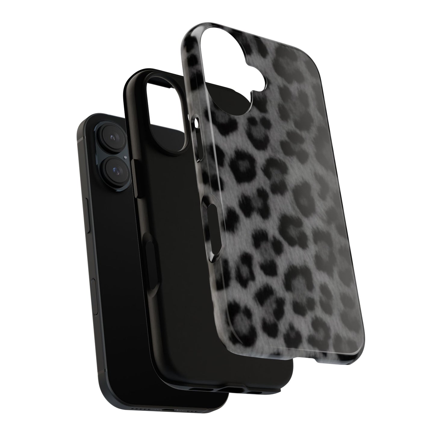 Leopard Print Dark Phone Case, Tough Cases for Animal Lovers, Stylish Protective Cover, Unique Gift for Her, Trendy Phone Accessory