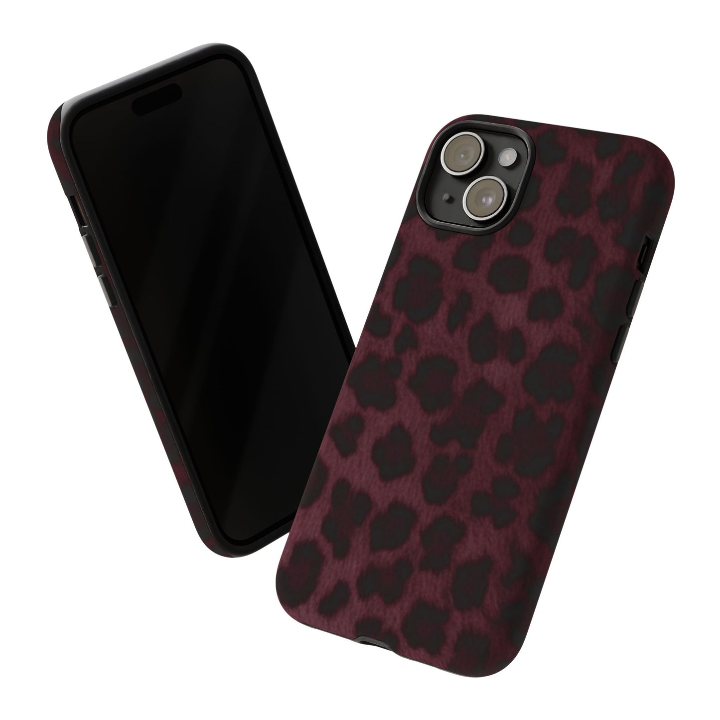 Maroon Leopard Print Phone Case, Tough Cases for Style Lovers, Fashionable Protection, Unique Gifts for Her, Trendy Accessories
