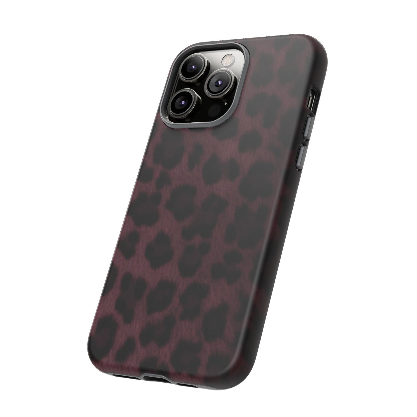 Maroon Leopard Print Phone Case, Tough Cases for Style Lovers, Fashionable Protection, Unique Gifts for Her, Trendy Accessories