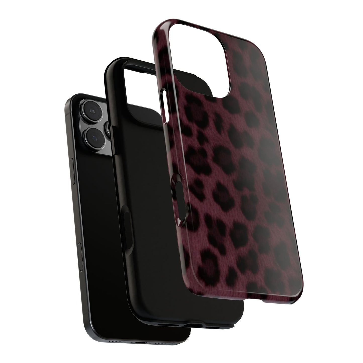 Maroon Leopard Print Phone Case, Tough Cases for Style Lovers, Fashionable Protection, Unique Gifts for Her, Trendy Accessories